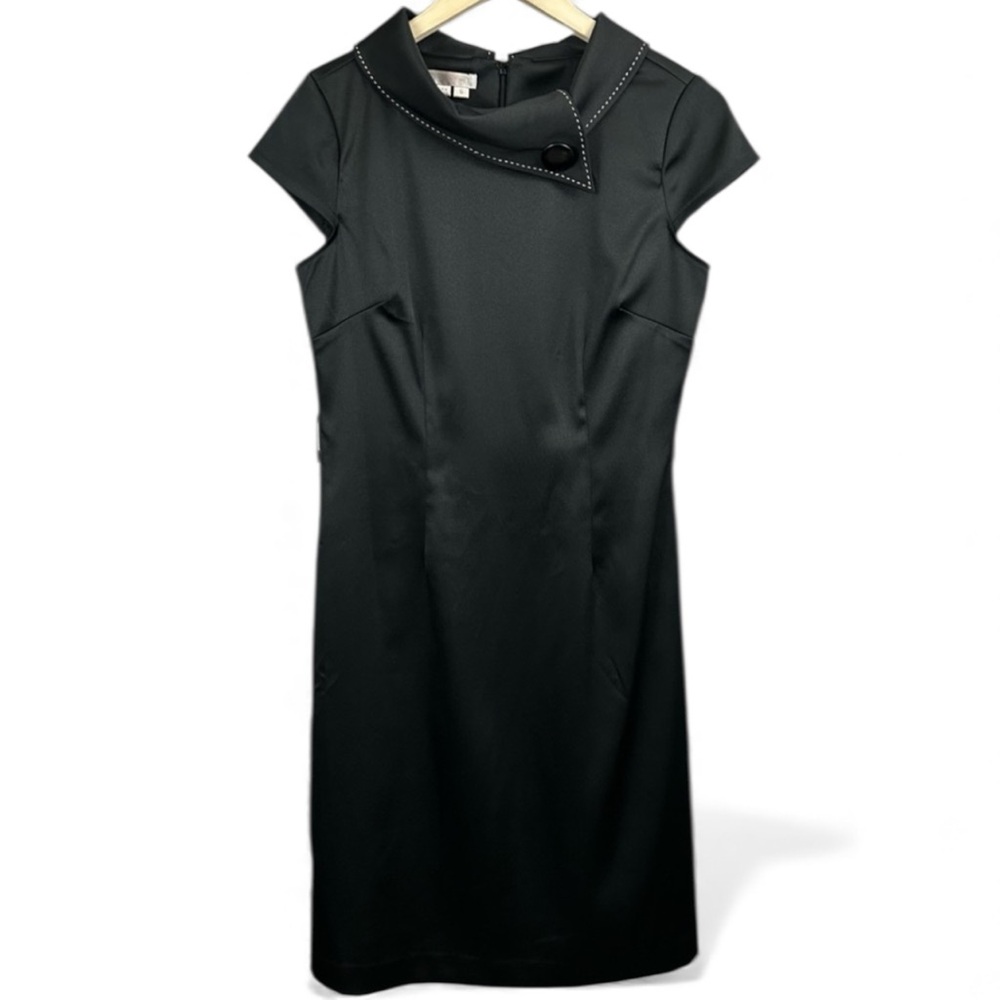 London Times Collard Black Retro Sheath Dress Size 6